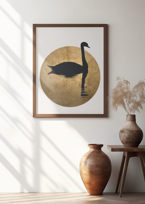 The Swan Gold Framed Art Wall Decor