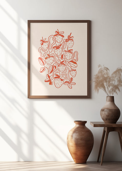 Strawberries Framed Art Modern Wall Decor