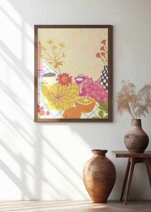 Citrus and flowers Framed Art Modern Wall Decor