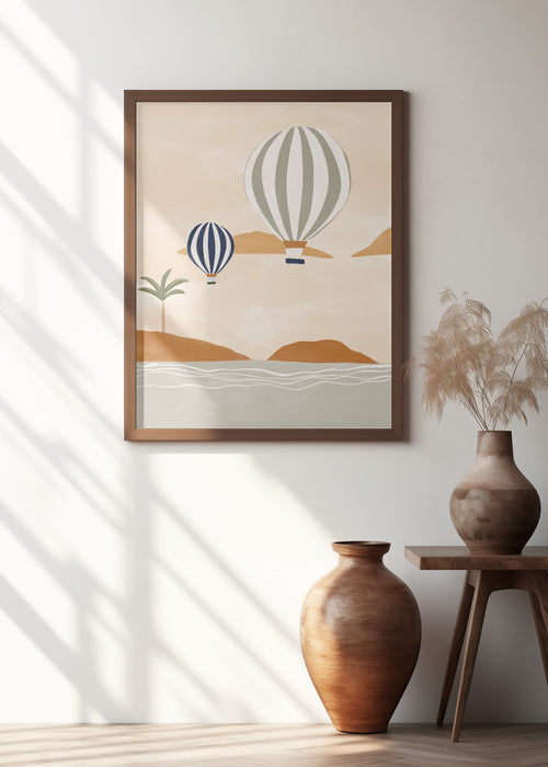 Airballoons In Dessert Framed Art Modern Wall Decor