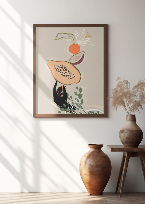 Balancing Fruits Framed Art Modern Wall Decor