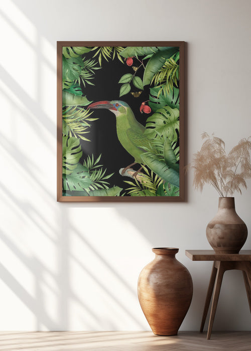 Jungle With Green Toucan Framed Art Modern Wall Decor