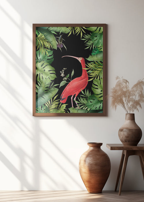 Jungle With Heron Framed Art Wall Decor