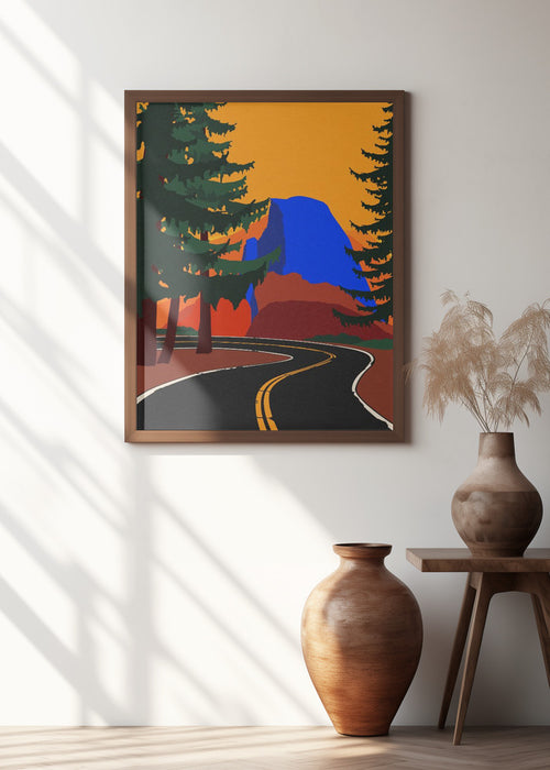 Clacier Road With Half Dome Framed Art Modern Wall Decor