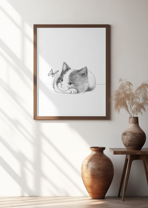 Black Cat Framed Art Modern Wall Decor