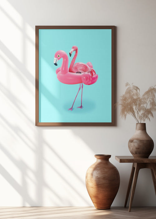 Flamingo on Resort Framed Art Modern Wall Decor