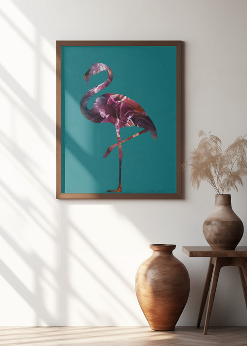 Flamingo Pink and Green Framed Art Wall Decor