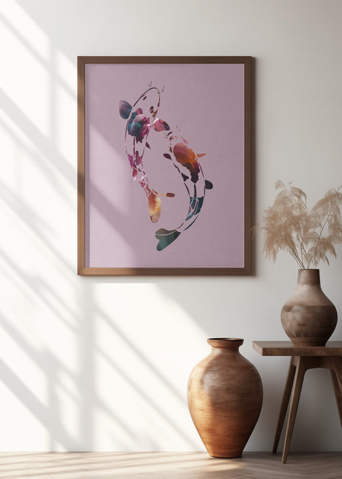 Koi Fish Abstract Framed Art Modern Wall Decor