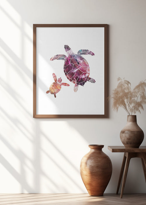 Abstract pink turtles Framed Art Wall Decor