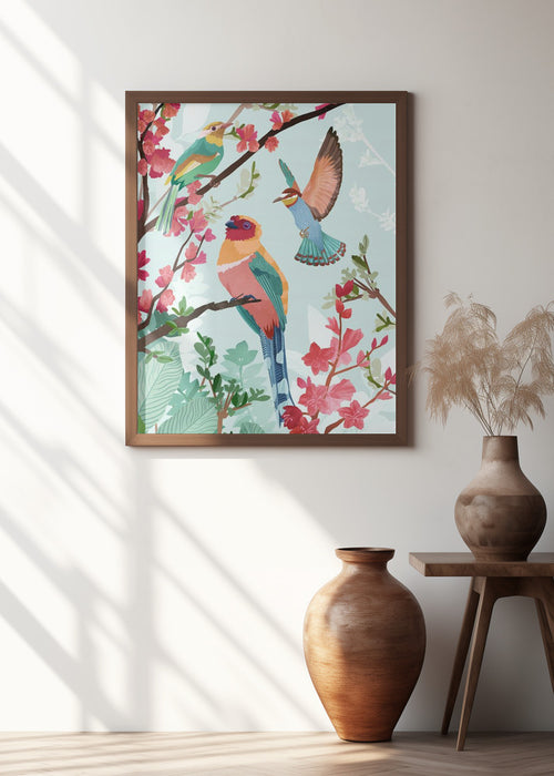 Birds of Summer Framed Art Wall Decor