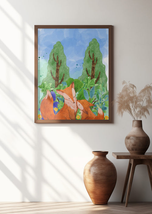 red fox Framed Art Wall Decor