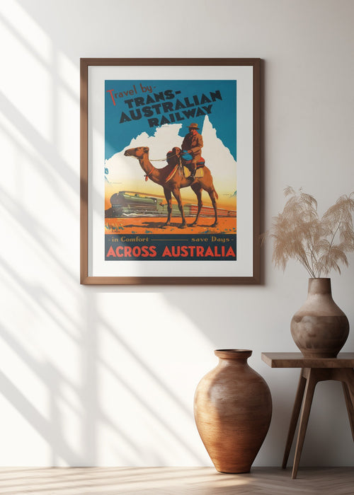 Trans Australian Railway Poster Framed Art Modern Wall Decor