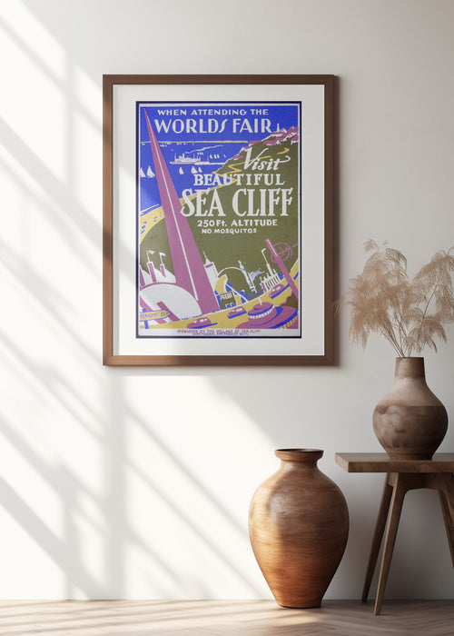 When Attending the Worlds Fair, Visit Beautiful Sea Cliff Framed Art Modern Wall Decor