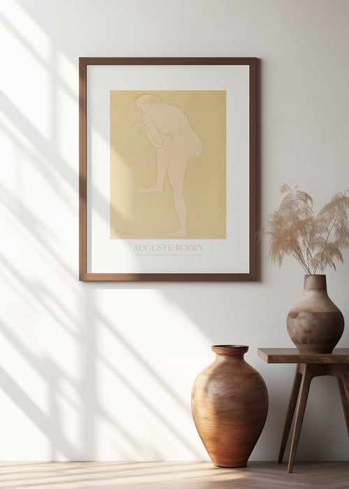 Figure Bending Forward With Right Knee Raised Framed Art Modern Wall Decor