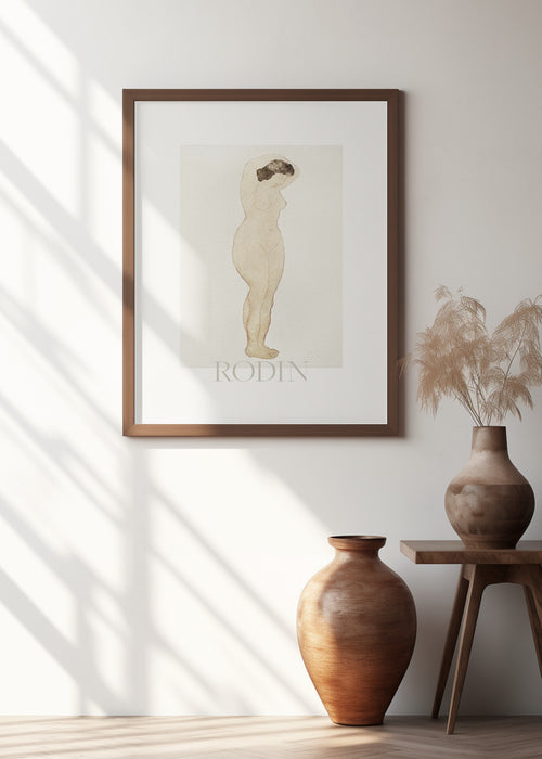 Nude, Standing With Hands On Head Framed Art Wall Decor