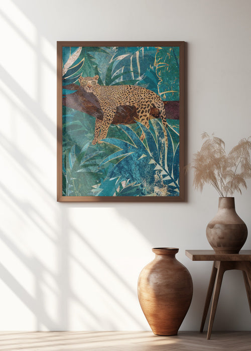 Lazy Leopard in the jungle Framed Art Modern Wall Decor