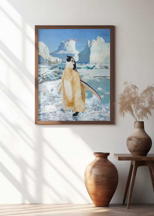 Penguin Chick In the Arctic Framed Art Modern Wall Decor