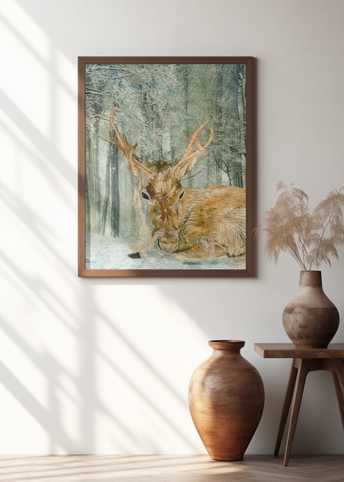 Reindeer In the Forest Framed Art Modern Wall Decor