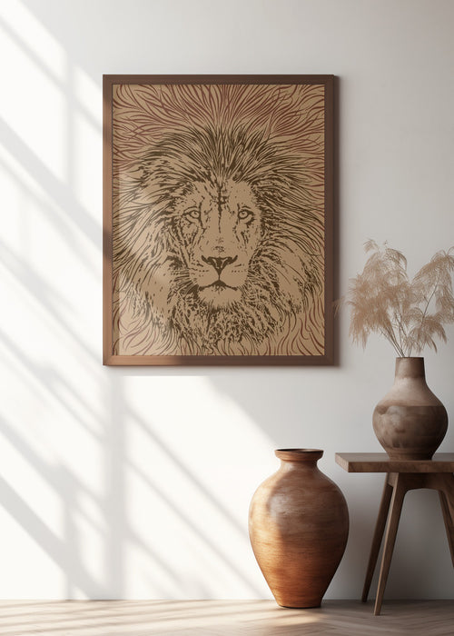 Lion Face King of the Beasts Framed Art Wall Decor