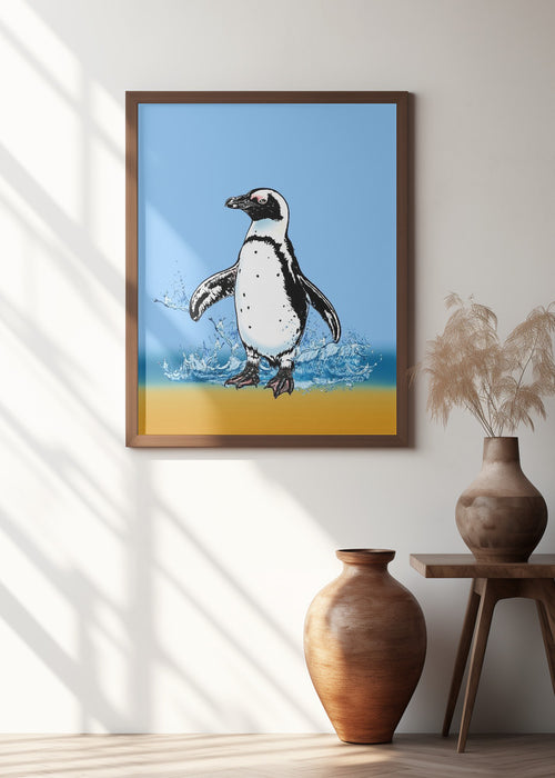 Penguin Splish Splash Framed Art Wall Decor