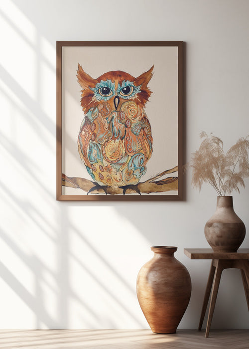 Wise Owl 2 Framed Art Modern Wall Decor