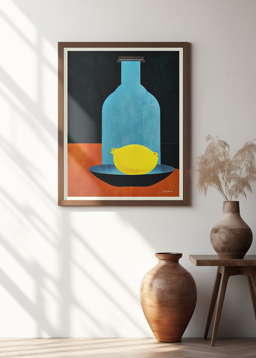 Bottle With (lonesome) Lemon : Skinny Bitch Framed Art Modern Wall Decor