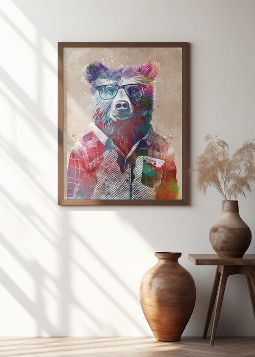 Hipster Bear Framed Art Wall Decor