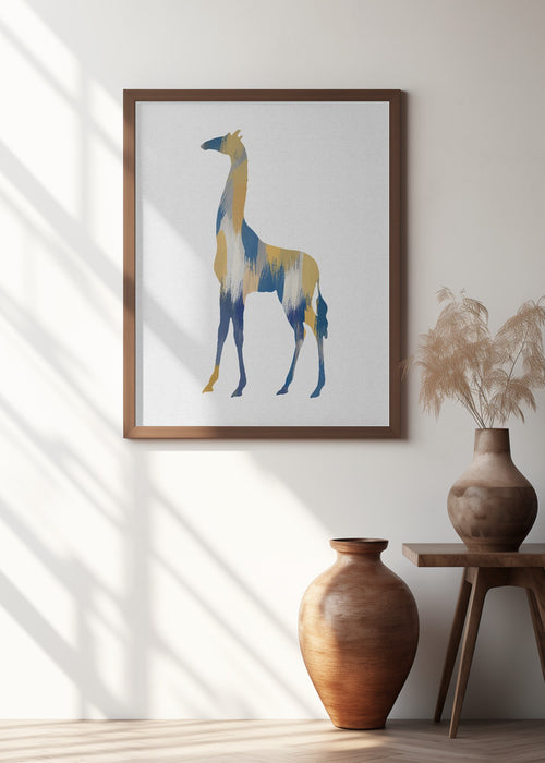 Blue & Yellow Giraffe Framed Art Wall Decor