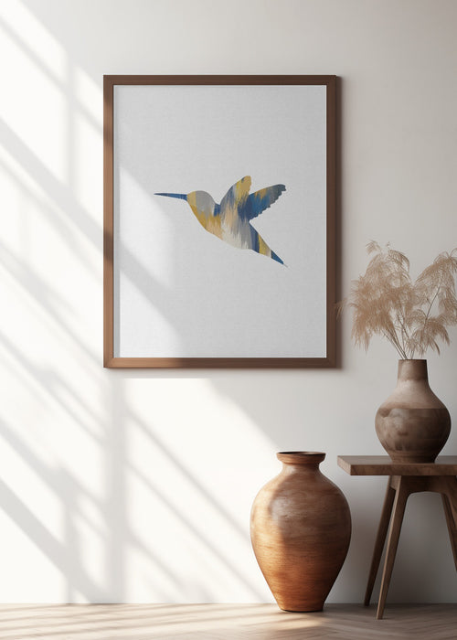 Blue & Yellow Hummingbird I Framed Art Modern Wall Decor