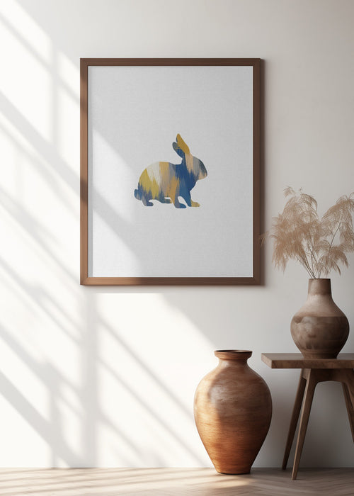 Blue & Yellow Rabbit Framed Art Wall Decor