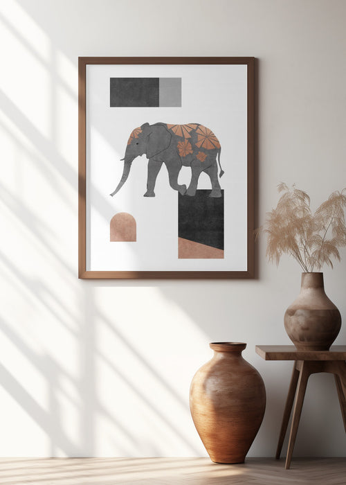 Elephant Mosaic II Framed Art Wall Decor