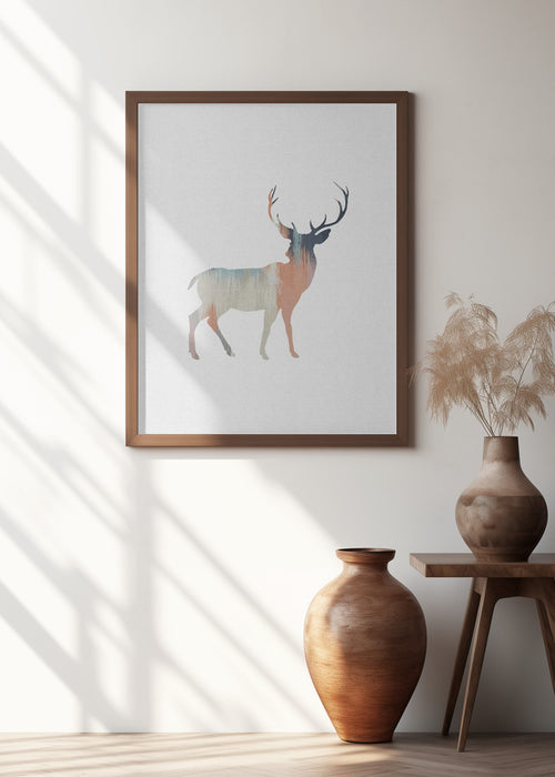 Pastel Deer Framed Art Wall Decor