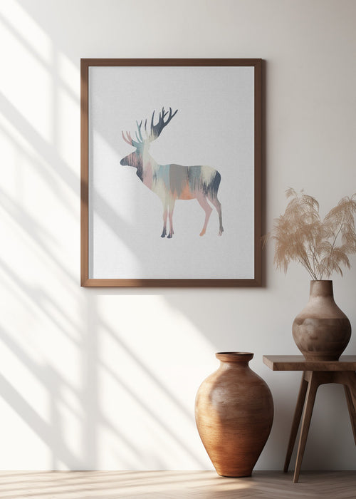 Pastel Moose Framed Art Wall Decor