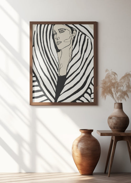 Striped Coat Framed Art Modern Wall Decor