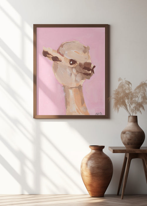 Pastel Pink Alpaca Framed Art Wall Decor