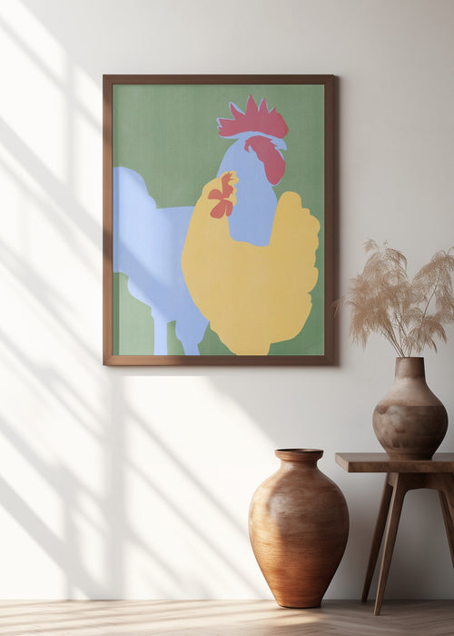 Farm Chicken Framed Art Modern Wall Decor