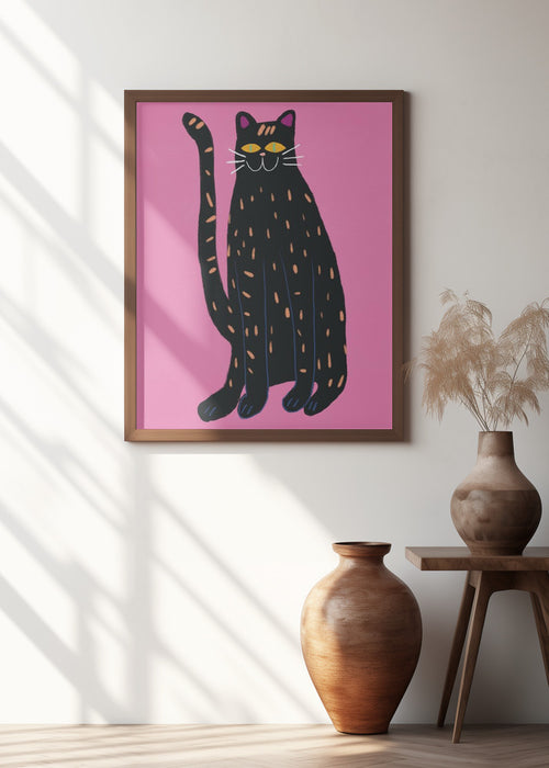 Black cat Framed Art Wall Decor