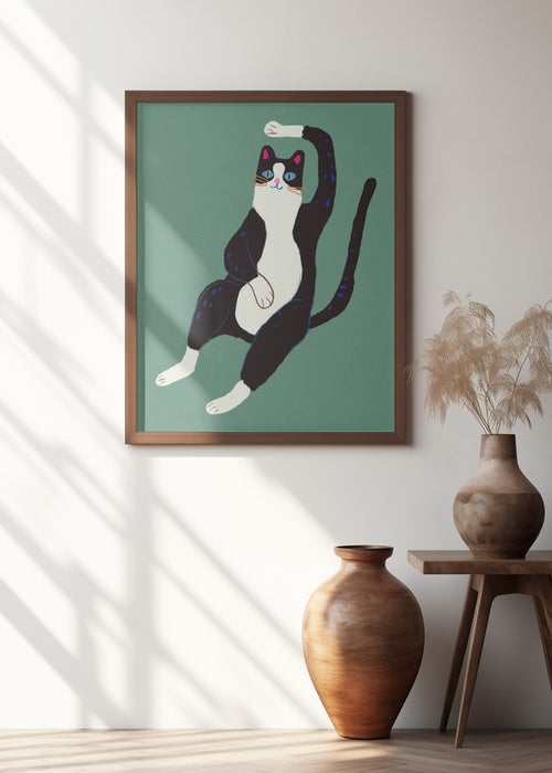 Black and white cat Framed Art Modern Wall Decor