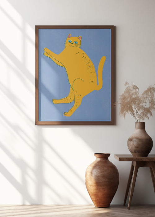 Yellow cat Framed Art Modern Wall Decor