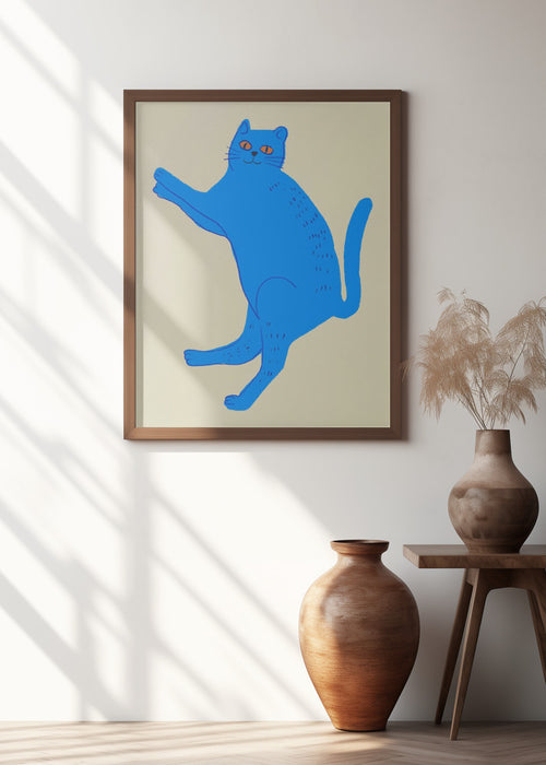 Blue cat Framed Art Modern Wall Decor