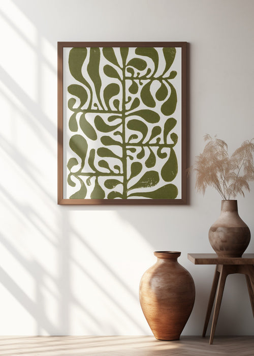 Linocut Plant #1 Framed Art Wall Decor