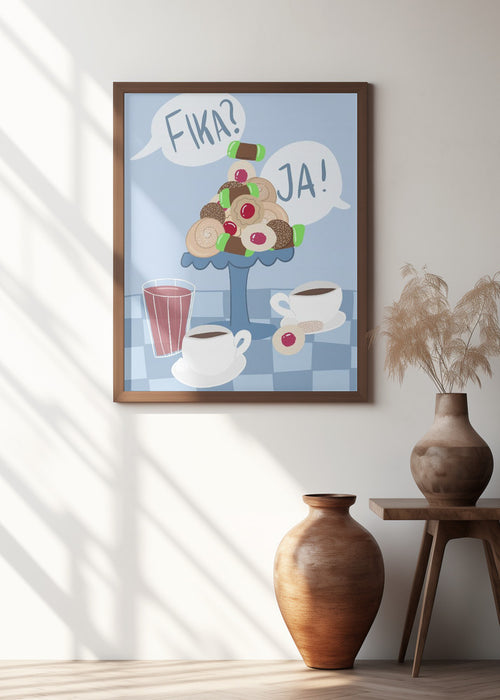 Fika coffe donuts Framed Art Modern Wall Decor