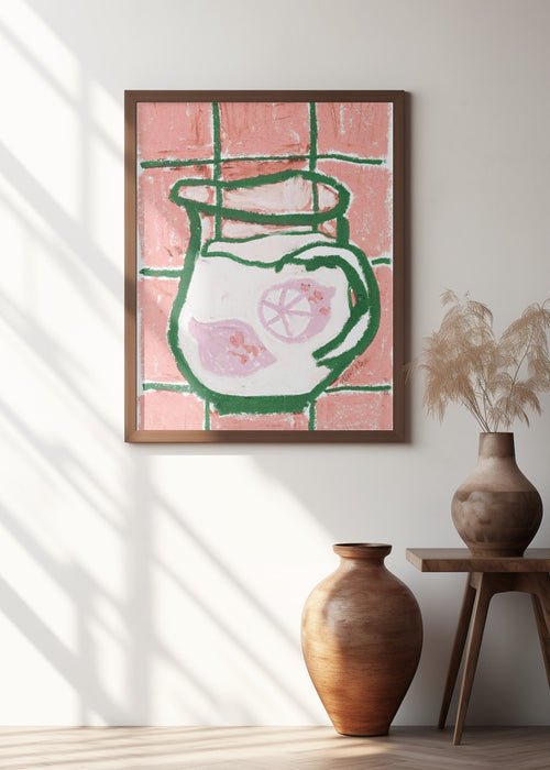 Jug Of Lemonade, peach Framed Art Wall Decor