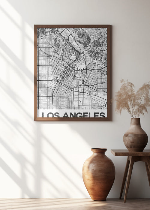 Los Angeles White Framed Art Modern Wall Decor