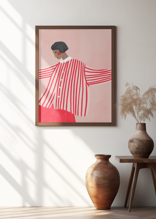 The Woman With the Red Stripes Framed Art Wall Decor