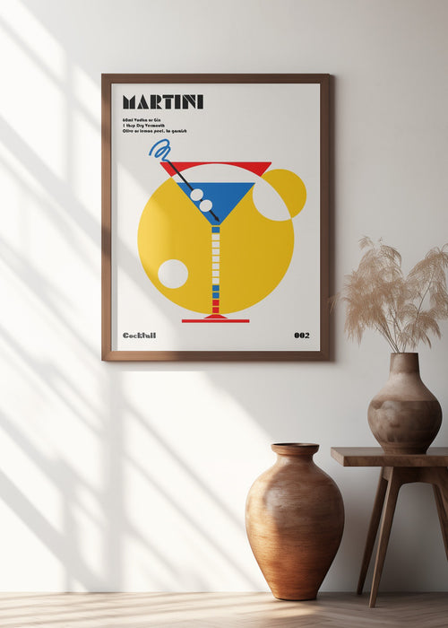 Martini Bauhaus Cocktail Framed Art Modern Wall Decor