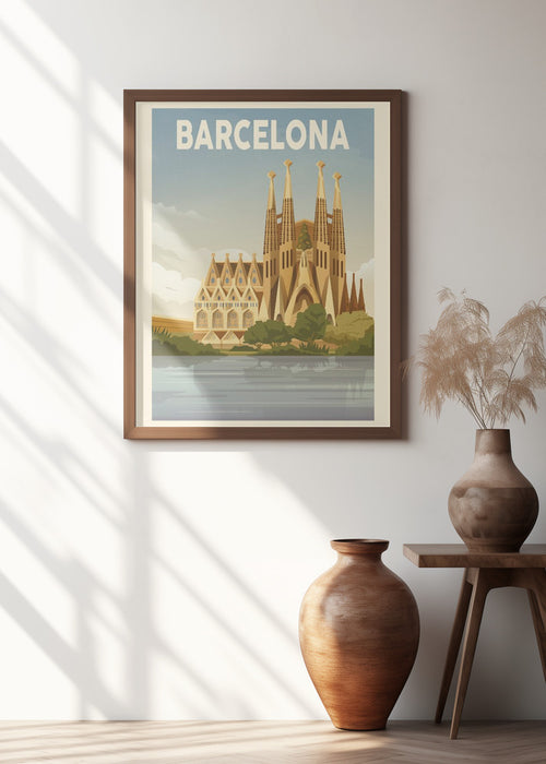 Barcelona Travel Print Framed Art Modern Wall Decor