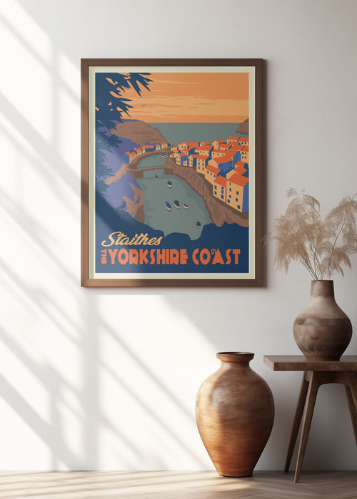 Staithes Yorkshire Travel Print Framed Art Modern Wall Decor