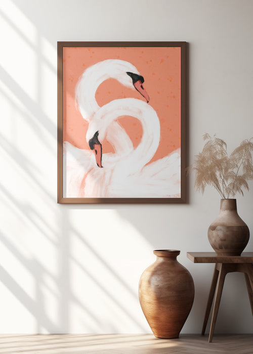 Swans Framed Art Modern Wall Decor