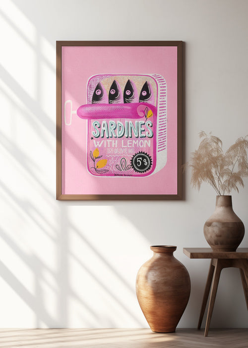 Sardines Tin Can Pink Framed Art Wall Decor